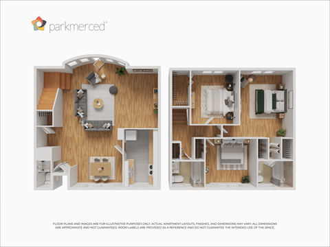 Floor plan for 3 beds, 2.5 baths, 1568 sqft